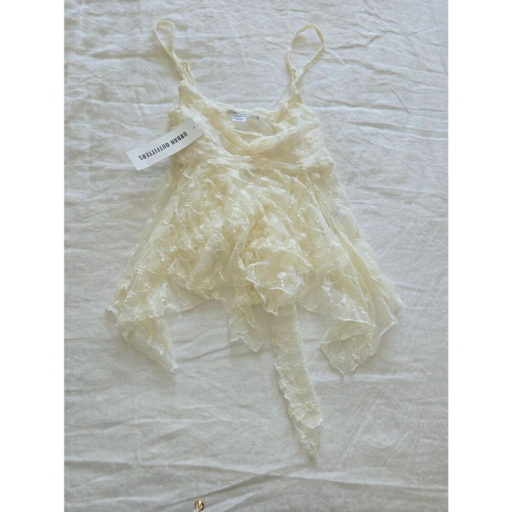 NWT Urban Outfitters Sheer Ivory Ruffled Cami
